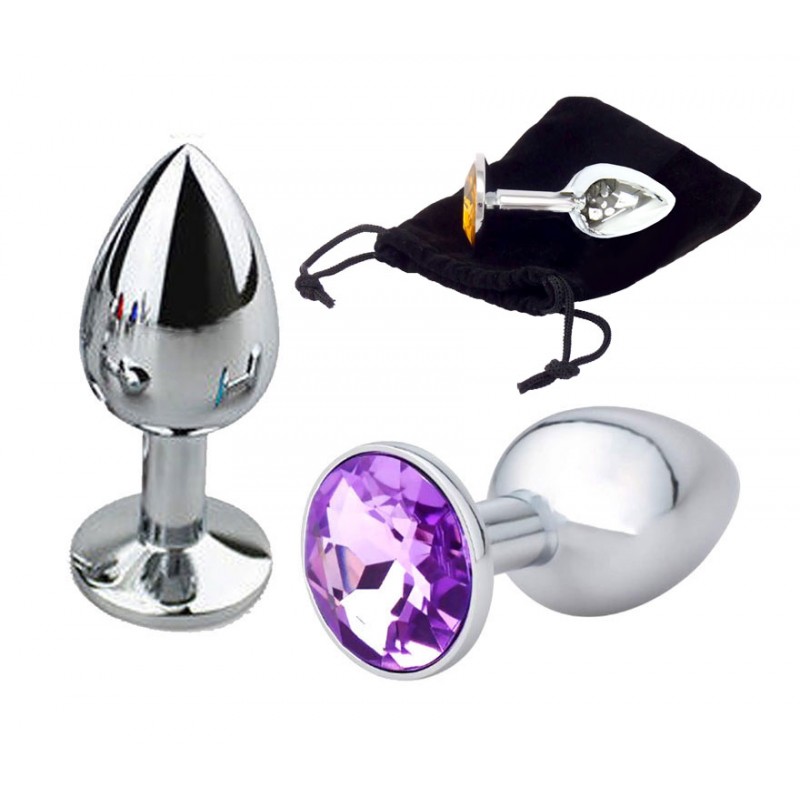 Adora Silver Jewel Princess Butt Plug - Purple - Medium